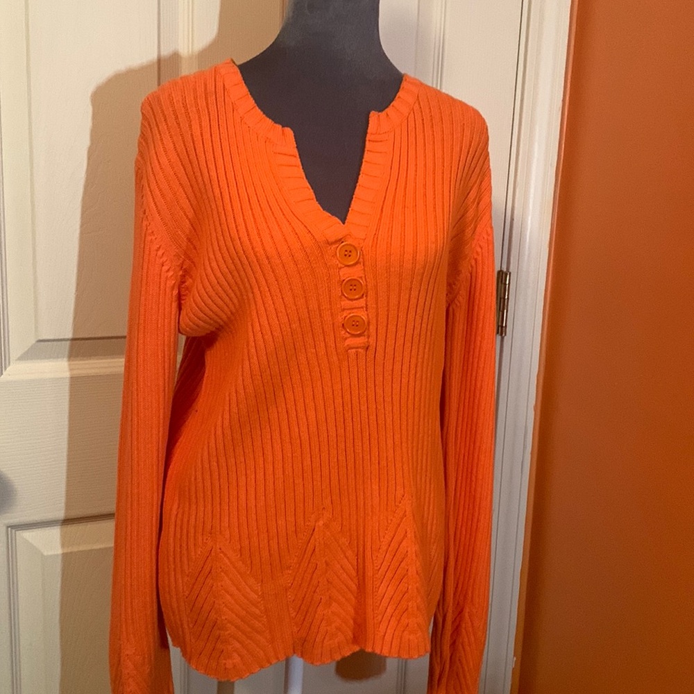 Cotton Vneck Sweater Jones New York Sport Large